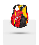 Stohlquist red and black youth kayaking life jacket with reflective details on white background
