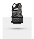 Stohlquist youth kayaking life jacket in gray and black with adjustable straps, side view