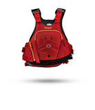 Stohlquist red kayaking life jacket with front zipper pocket, adjustable straps