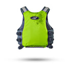 Stohlquist youth lime green kayak life jacket with side straps on white background