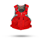Stohlquist red kayaking life jacket with front zipper and adjustable straps, product photo