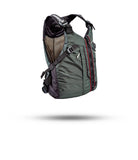 Stohlquist green kayak life jacket with mesh panel and adjustable straps, side view