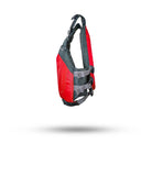 Stohlquist red youth and adult kayak life jacket with adjustable straps, side view