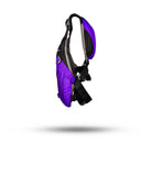 Stohlquist purple and black kayaking life jacket side view on white background