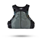 Stohlquist Keeper gray kayaking life jacket with adjustable straps, front view on white