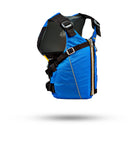 Stohlquist blue kayaking life jacket with side zipper and adjustable straps on white background