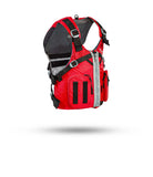 Stohlquist red kayaking life jacket with zip front, mesh back, and adjustable straps