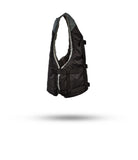 Stohlquist black and gray kayaking life jacket product side view on white background