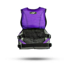 Stohlquist purple and black kayaking life jacket with adjustable straps, mesh back panel