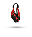Stohlquist red and black kayaking life jacket side view on white background